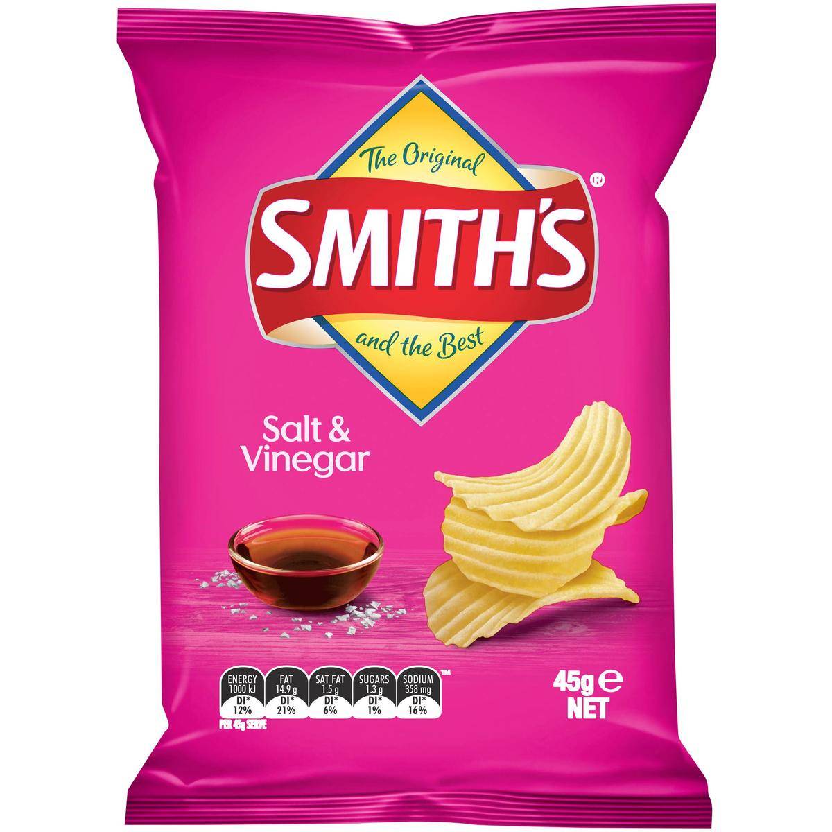 SMITHS SALT VINEGAR CHIPS 45G Brentcorp Foodservice Bulk Barn