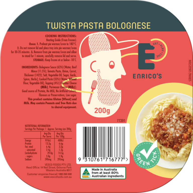 ENRICO TWISTA PASTA BOLOGNESE 200G Brentcorp Foodservice & Bulk Barn